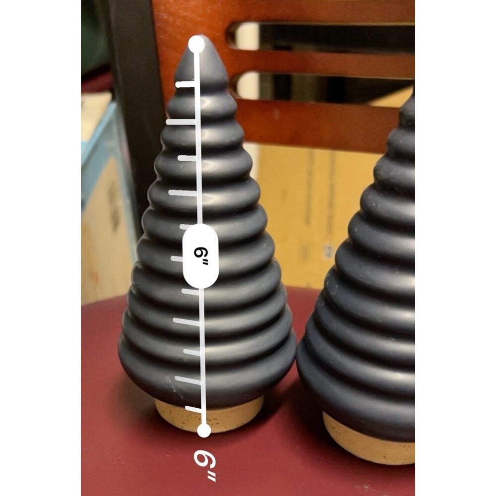 Target Bullseye Ceramic Trees Christmas Decor set of 2 6” Navy - Picture 2 of 2